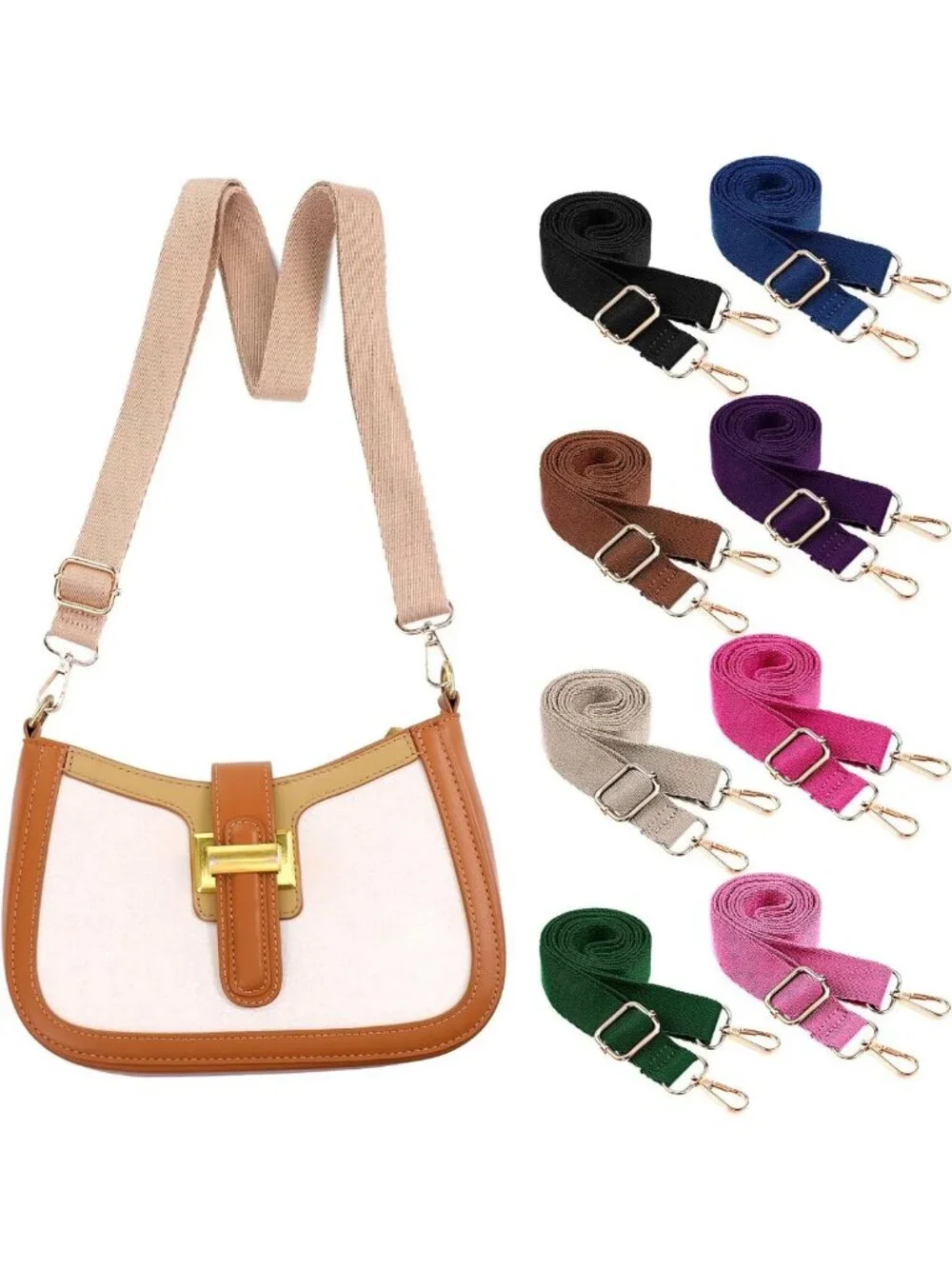 8 Pcs Adjustable Wide Crossbody Purse Straps Replacement - Thick Handbag Straps